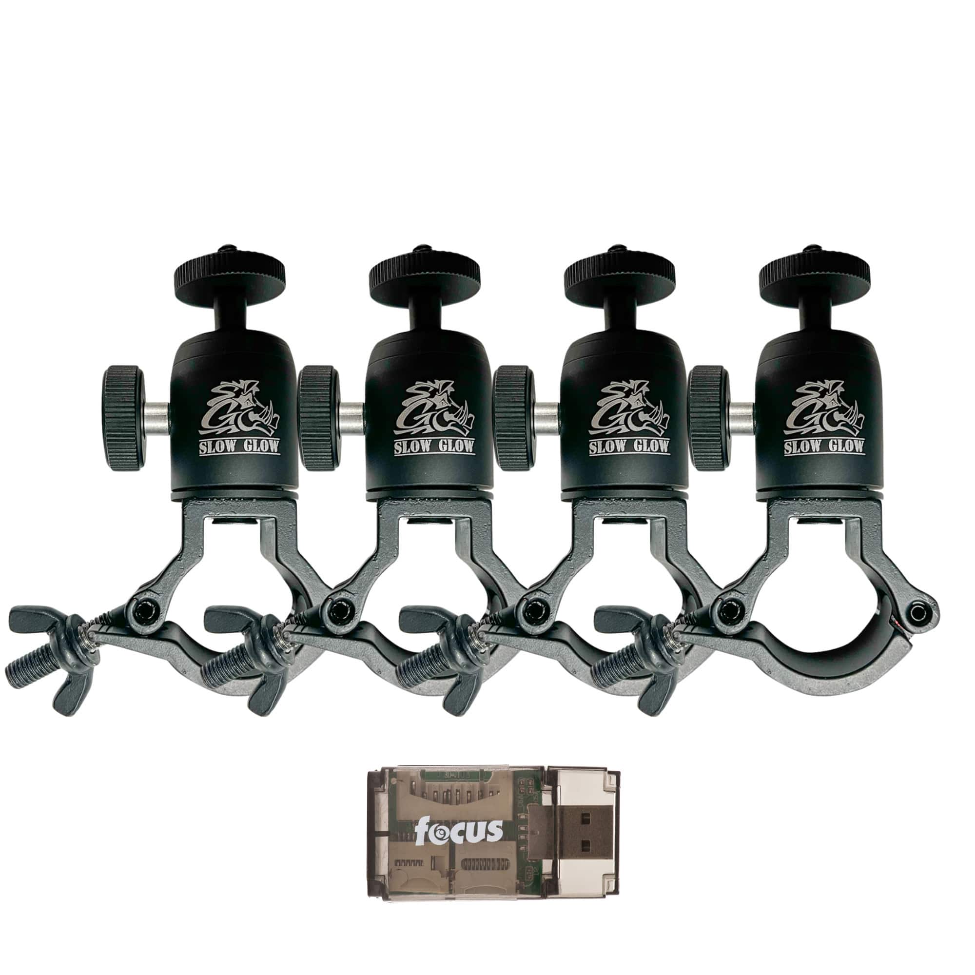 Slow Glow - Maverick T-Post Trail Camera Mount (4-Pack) Bundle with Card Reader