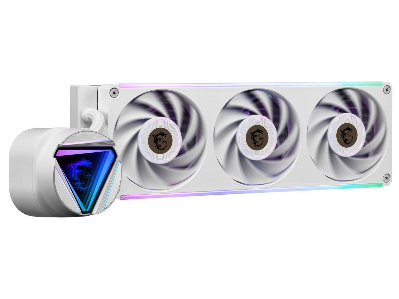 Alt View 2. MSI - MAG CORELIQUID C360 V2 WHITE,USA,CA, 3x R series ARGB Fan (All-in-one), ARGB Block, Color Box, Pallet packing - White.