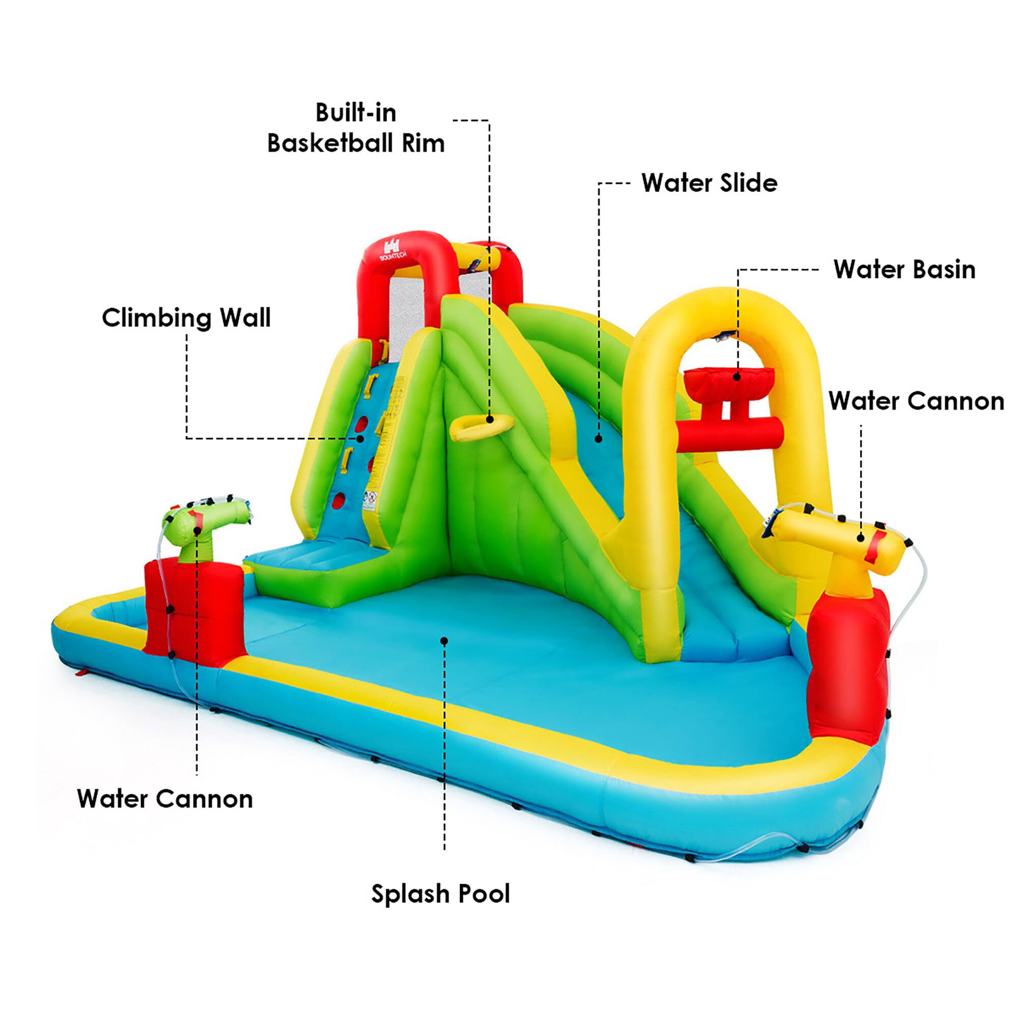 Built-in Basketball Rim Water Slide Water Basin Climbing Wall Water Cannon Splash Pool