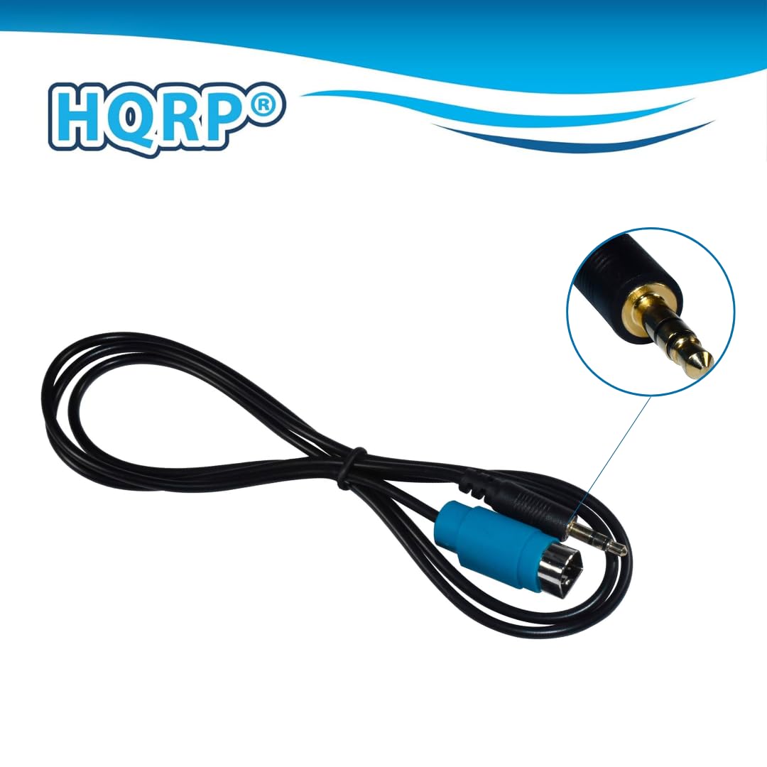 Angle. HQRP - Car Stereo AUX Input Cable - Full Speed to 3.5 mm Adapter for Alpine CDE-9871, CDE-9870, iDA-X100 - Black.