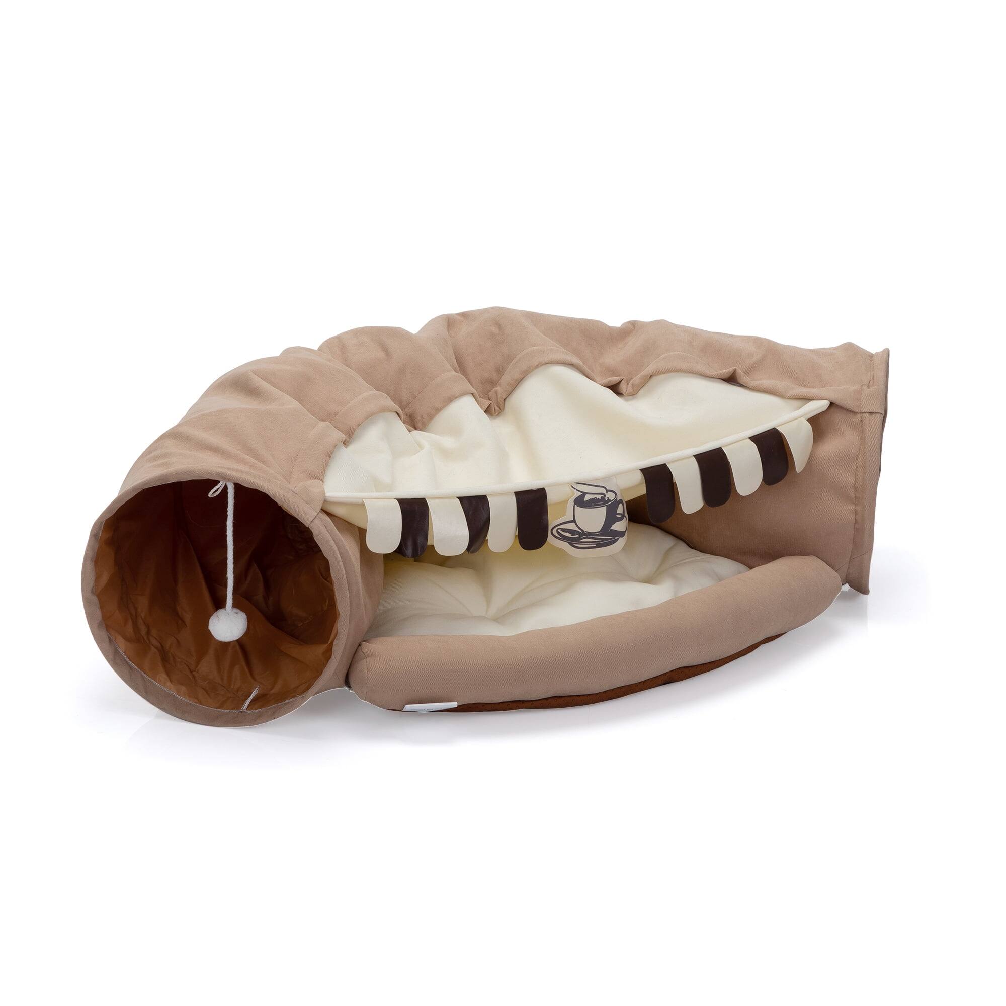 Alt View 9. Pefilos - 49" Cat Tunnel Bed for Indoor, Cat Tube with Collapsible Washable Cat Bed, Cat Toys for Kitty City - Brown.