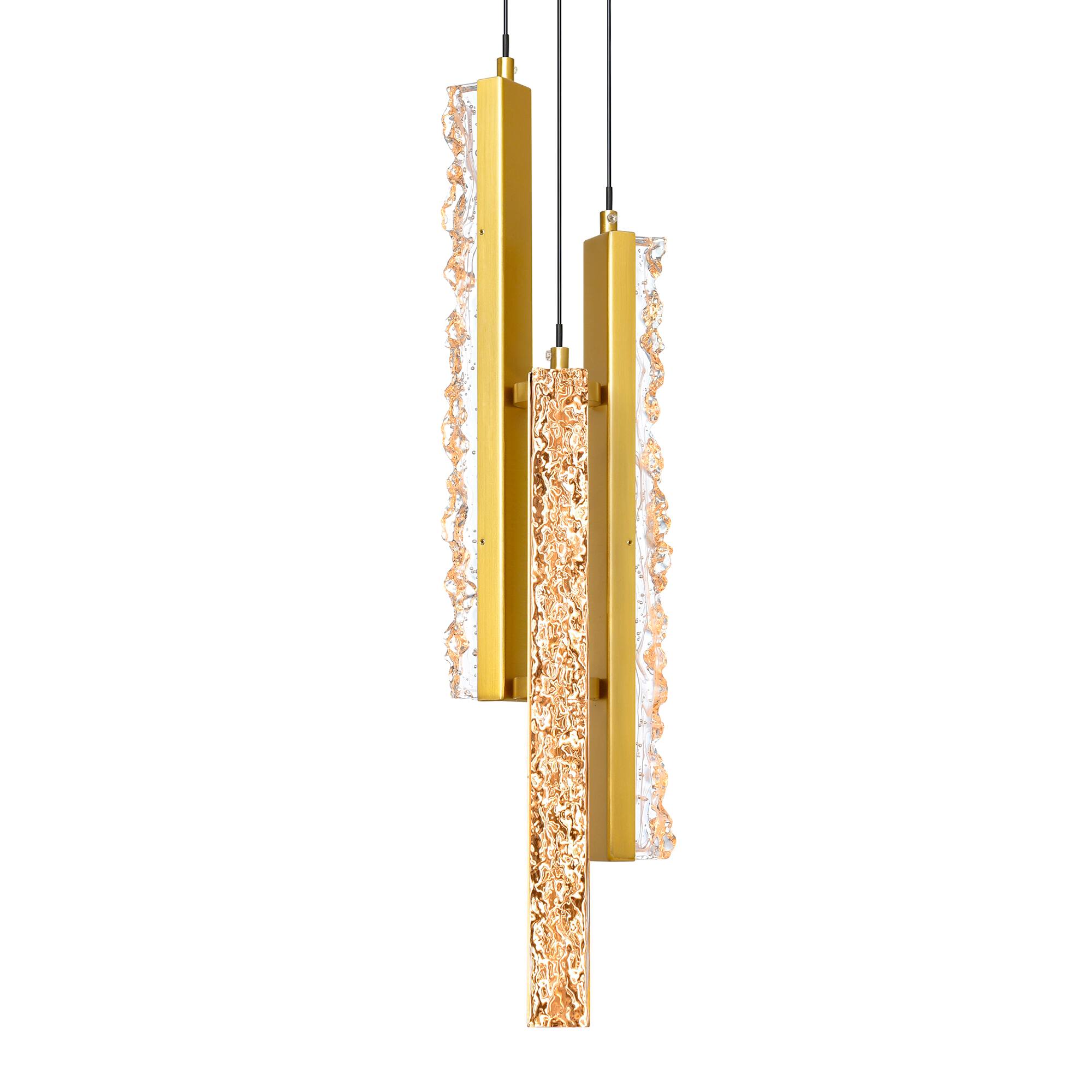 Angle. CWI Lighting - Stagger Integrated LED Brass Mini Pendant - Brass.
