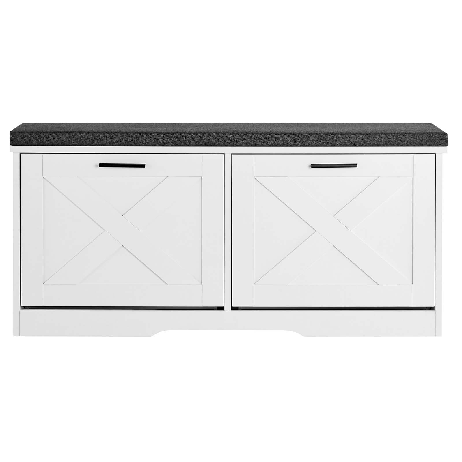 Alt View 5. VEVOR - Entryway Shoe Storage Bench, 39.4 x 12.0 x 18.7 Inch Organizer with Flip Drawers, 440lbs Capacity Shoe Rack Bench - White + Black.