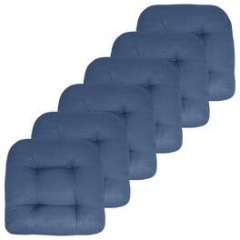 Sweet Home Collection - Patio Cushions Indoor/Outdoor Chair Pads Tufted 19" x 19", 6-Pack - Blue