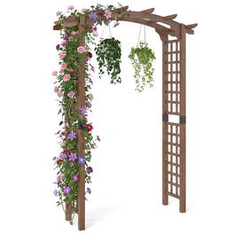 Gymax - 7.5 FT Garden Arch Wooden Arbor Outdoor Wood Trellis for Climbing Plants - Brown