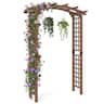 Gymax - 7.5 FT Garden Arch Wooden Arbor Outdoor Wood Trellis for Climbing Plants - Brown