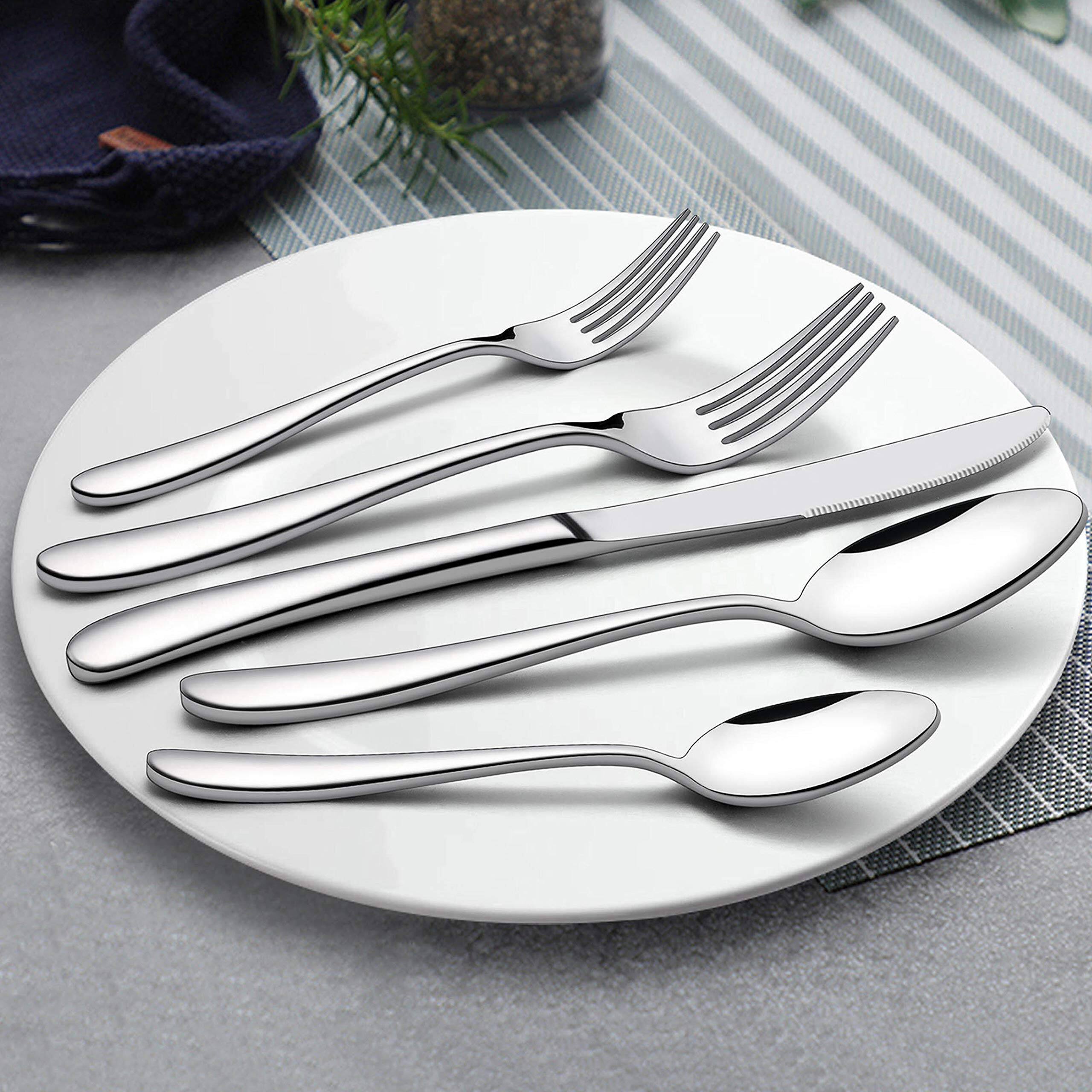 Back. Dazzed Corner - 40-Piece Heavy Duty Stainless Steel Silverware Set for 8 - NY8Z5HP.