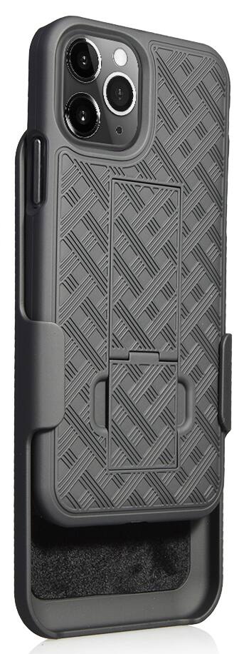 Alt View 8. Nakedcellphone - Slim Case with Stand and Belt Clip Holster for Apple iPhone 11 Pro - Black.
