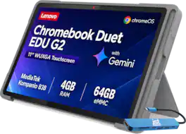 Lenovo - Chromebook Duet EDU Gen 2 11" FHD+ Chromebook Tablet - MediaTek Kompanio 838 - 4GB RAM - 64GB eMMC - Chrome OS - Luna Grey