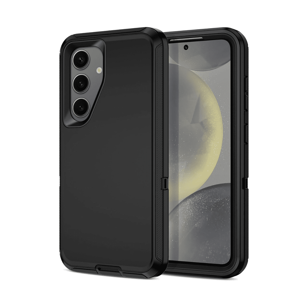 Front. Entronix - Entronix Case Compatible with Galaxy S25 FE - Triple-Layer Heavy Duty Protection - Black.