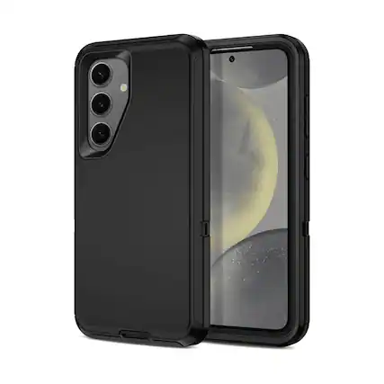 Front. Entronix - Entronix Case Compatible with Galaxy S25 FE - Triple-Layer Heavy Duty Protection - Black.