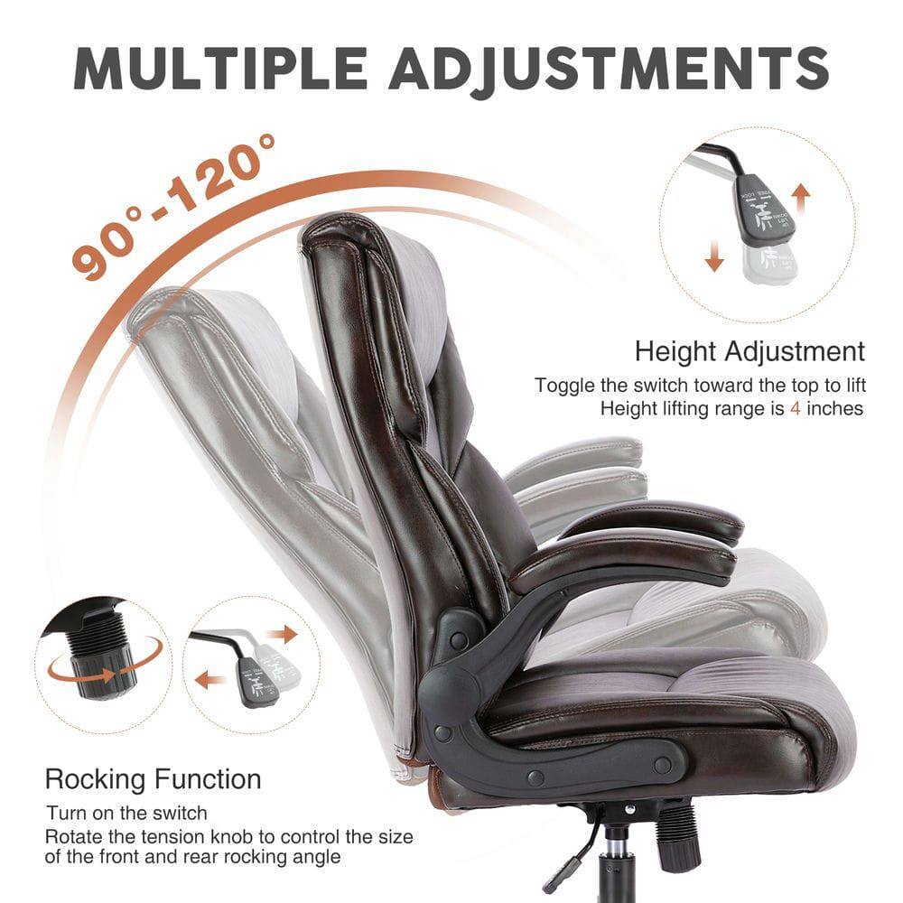 **MULTIPLE ADJUSTMENTS**

**90°-120°**

**Height Adjustment**  
Toggle the switch toward the top to lift  
Height lifting range is 4 inches

**Rocking Function**  
Turn on the switch  
Rotate the tension knob to control the size of the front and rear rocking angle