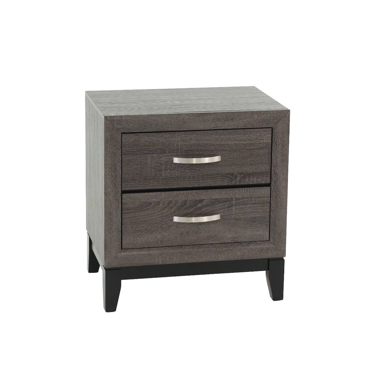 Alt View 8. Loheer - Loheer Rustic Gray Oak Nightstand, Two Drawer Bedside Cabinet for Modern Bedrooms - Gray.