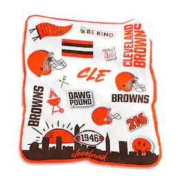 Logo Brands - Cleveland Browns 50'' x 60'' Native Raschel Plush Throw Blanket - Multicolor
