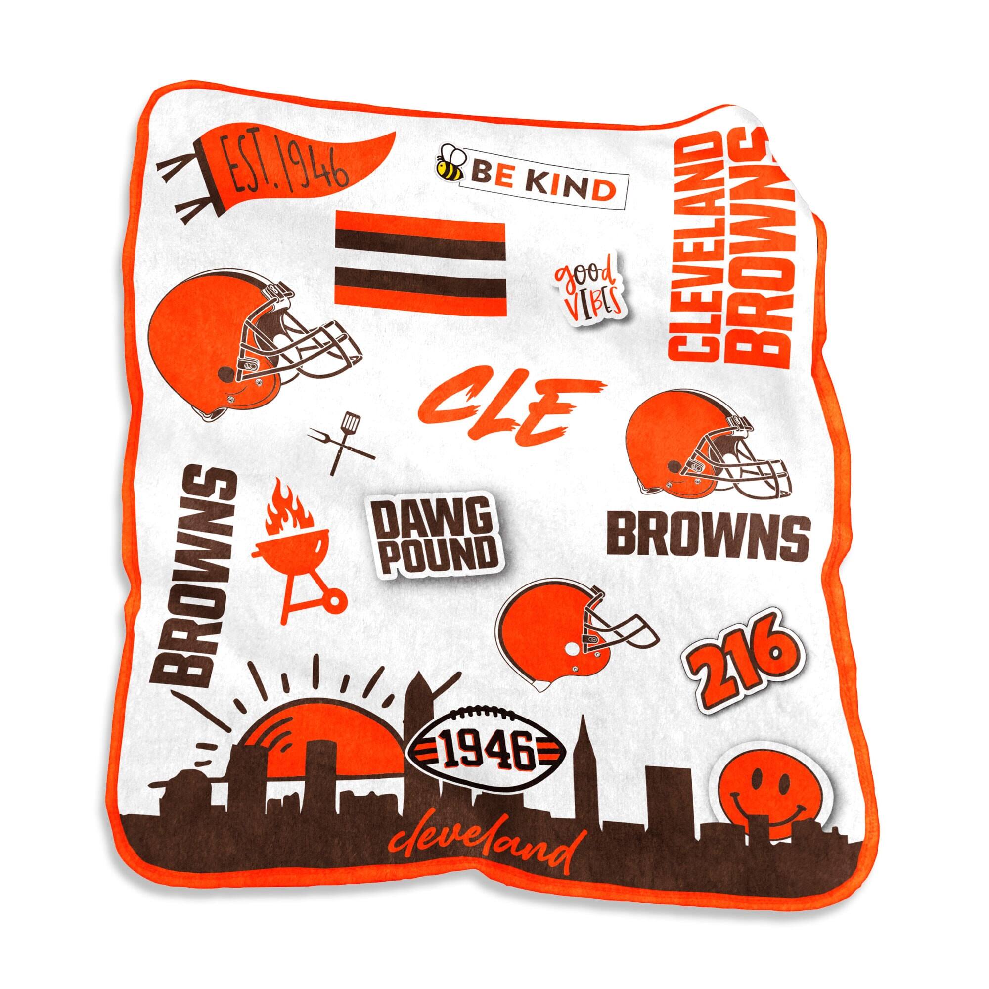 EST. 1946  
BE KIND  
good vibes  
CLEVELAND BROWNS  
CLE  
BROWNS  
DAWG POUND  
216  
1946  
cleveland