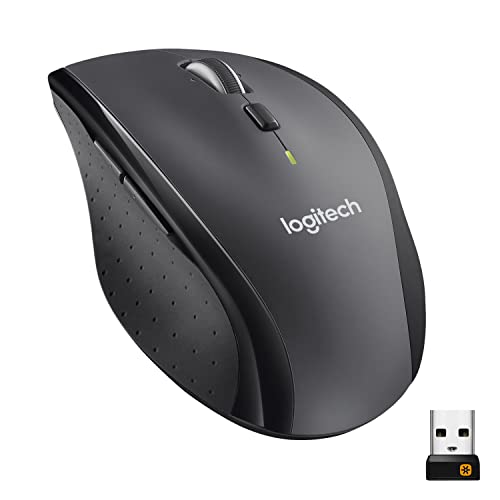Front. Logitech - Logitech M705 Marathon Wireless Mouse USB Unifying Receiver - Black - Black.
