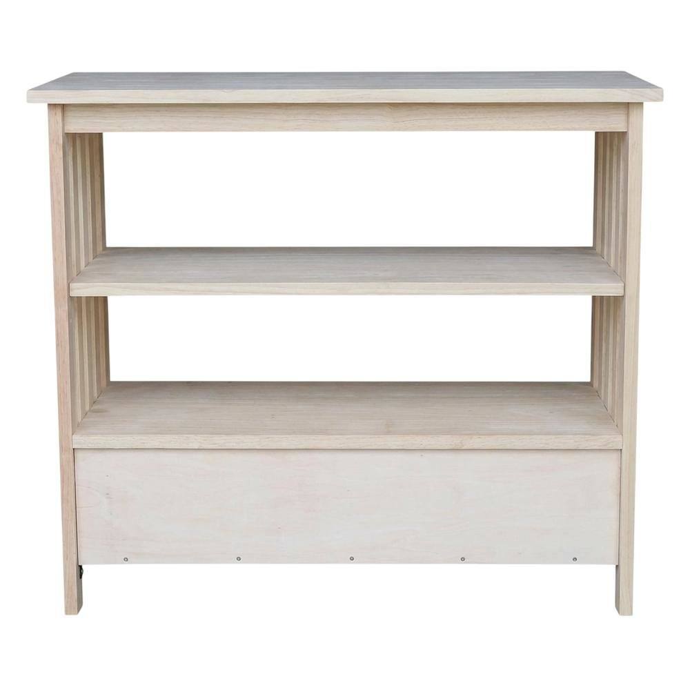 Alt View 2. FurniFact - Unfinished Mission TV Stand in Natural Finish for Modern Living Room - Brown.
