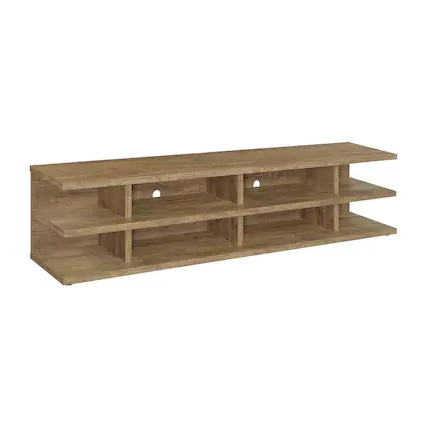 Front. FurniFact - Green 78-Inch TV Stand, 2-Tier Storage, Farmhouse Design in Engineered Wood - Brown.