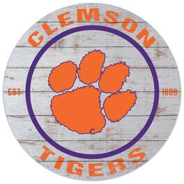 Jardine - Clemson Tigers 20'' x 20'' Indoor/Outdoor Weathered Circle Sign - White