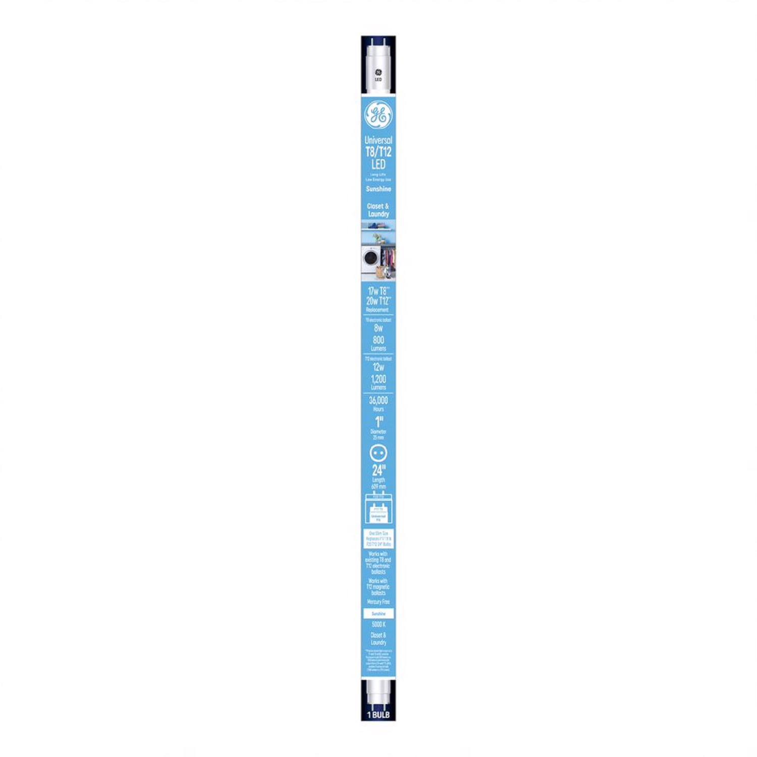 GE - T8 G13 (Medium Bi-Pin) LED Bulb Daylight 20 Watt Equivalence 1 pk