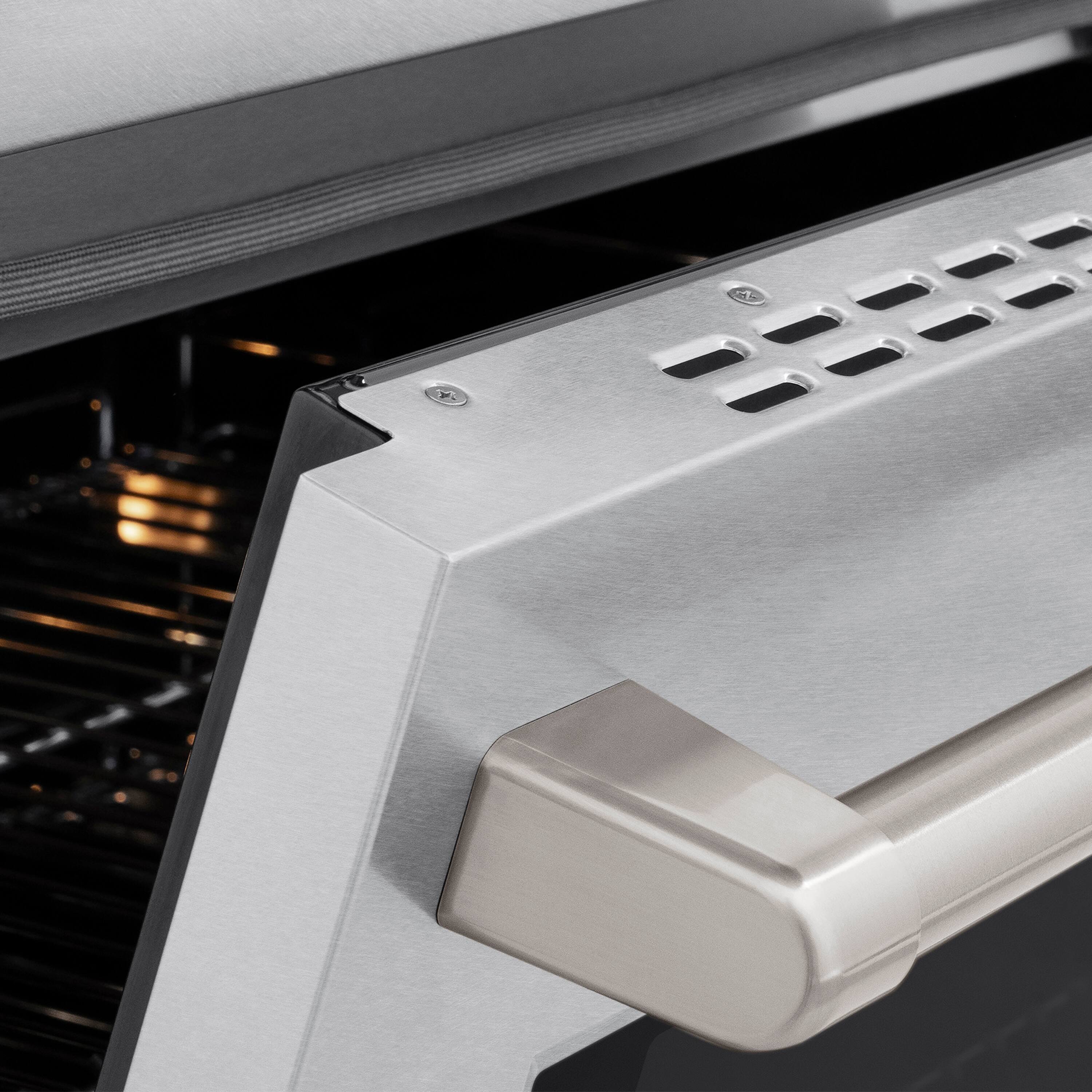Alt View 10. ZLINE - 48 in. 6.7 cu. ft. Paramount Freestanding Induction Range with 7 Element Cooktop & Dual Ovens in Satin Stainless Steel - DuraSnow Stainless Steel.