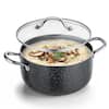 Front. VEVOR - Aluminum Stock Pot, 6-Quart Nonstick Ceramic Coated Pot with Glass Lid, PFOA-Free, PFAS-Free, Compatible with Gas Stoves - Black.