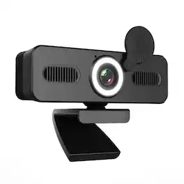 Cluzine - 1080P USB Webcam with LED Ring Light & Mic for PC Computer Camera