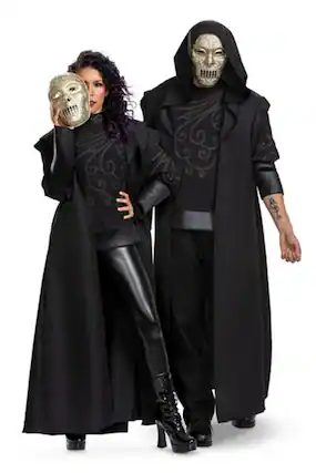 Front. Disguise - Harry Potter Death Eater Deluxe Adult Costume | Large/ X-Large - Black.