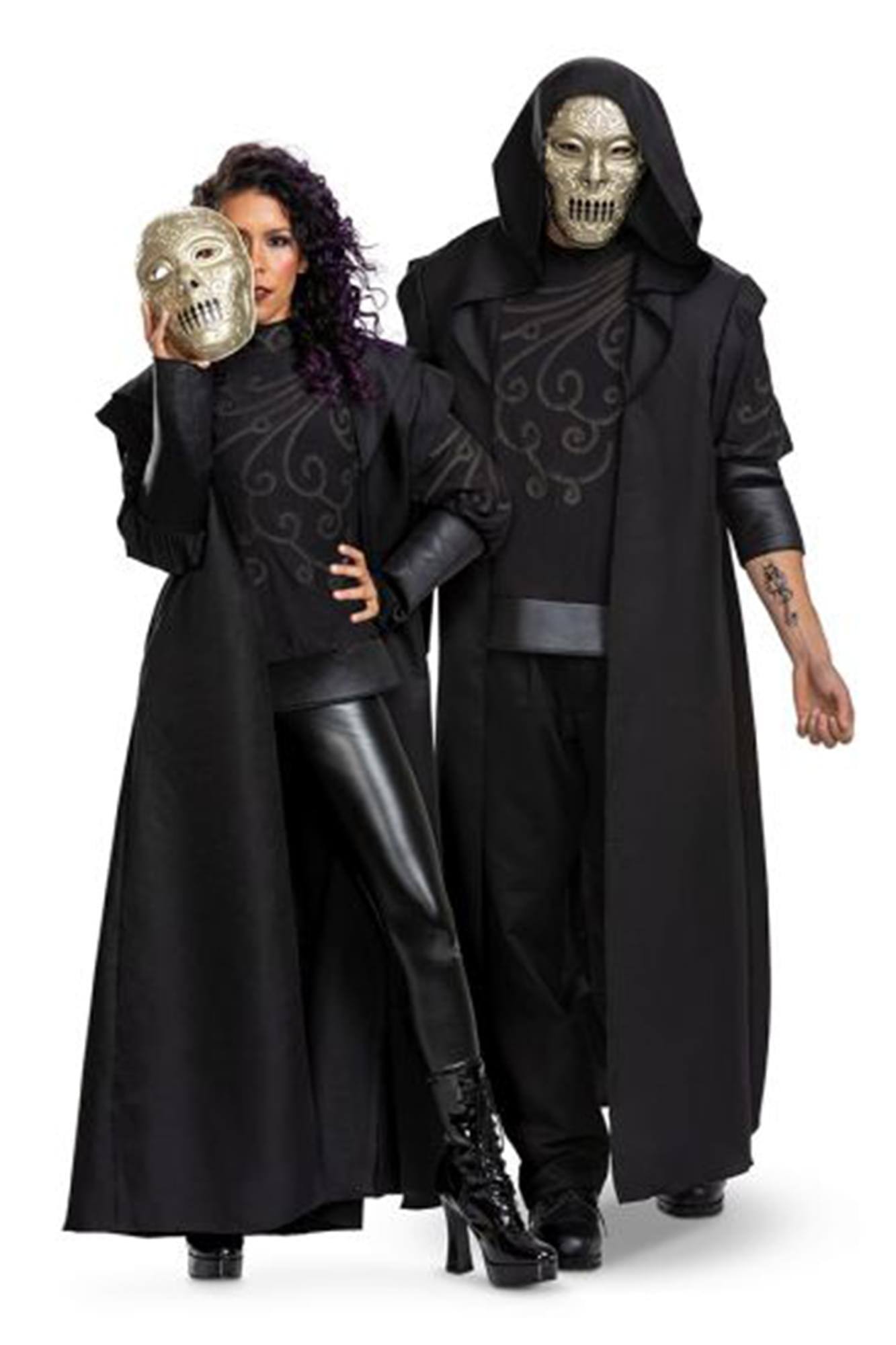Front. Disguise - Harry Potter Death Eater Deluxe Adult Costume | Large/ X-Large - Black.