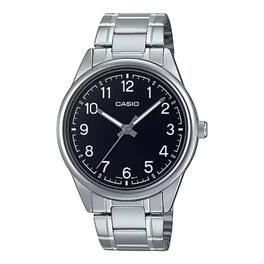 Casio - Men’s Black Dial Analog Watch with Stainless Steel Bracelet - MTP-V005D-1B4UDF - Silver