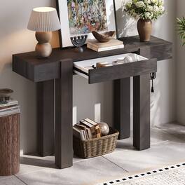 Loheer - Rustic Console Table Entryway Table with Drawer - Espresso