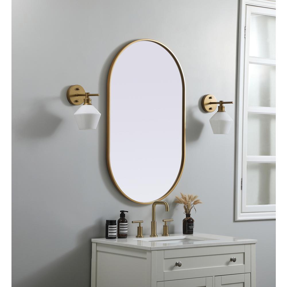 Alt View 9. Elegant Decor - Metal Frame Oval Mirror 24x40 Inch in Brass - Brass.