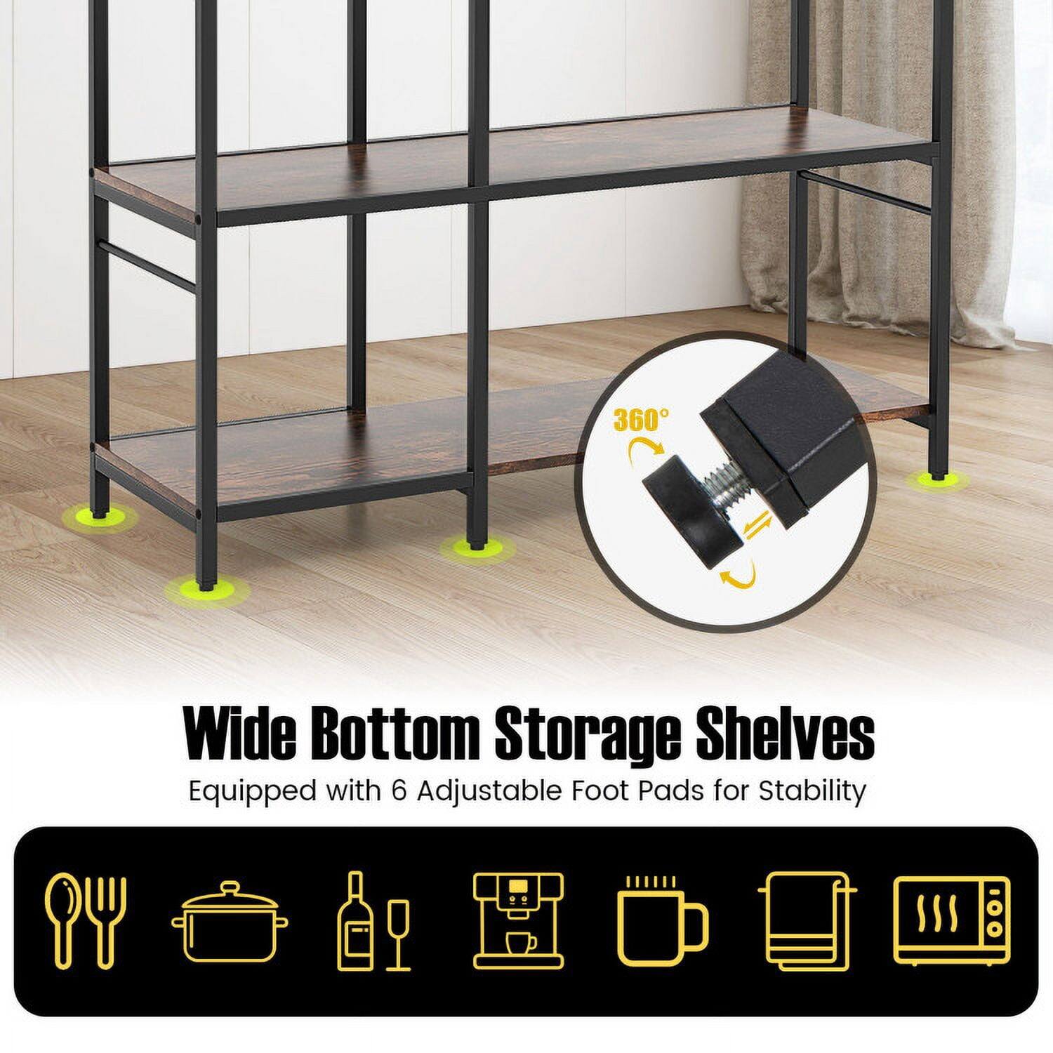 360 Wide Bottom Storage Shelves Equipped with 6 Adjustable Foot Pads for Stability