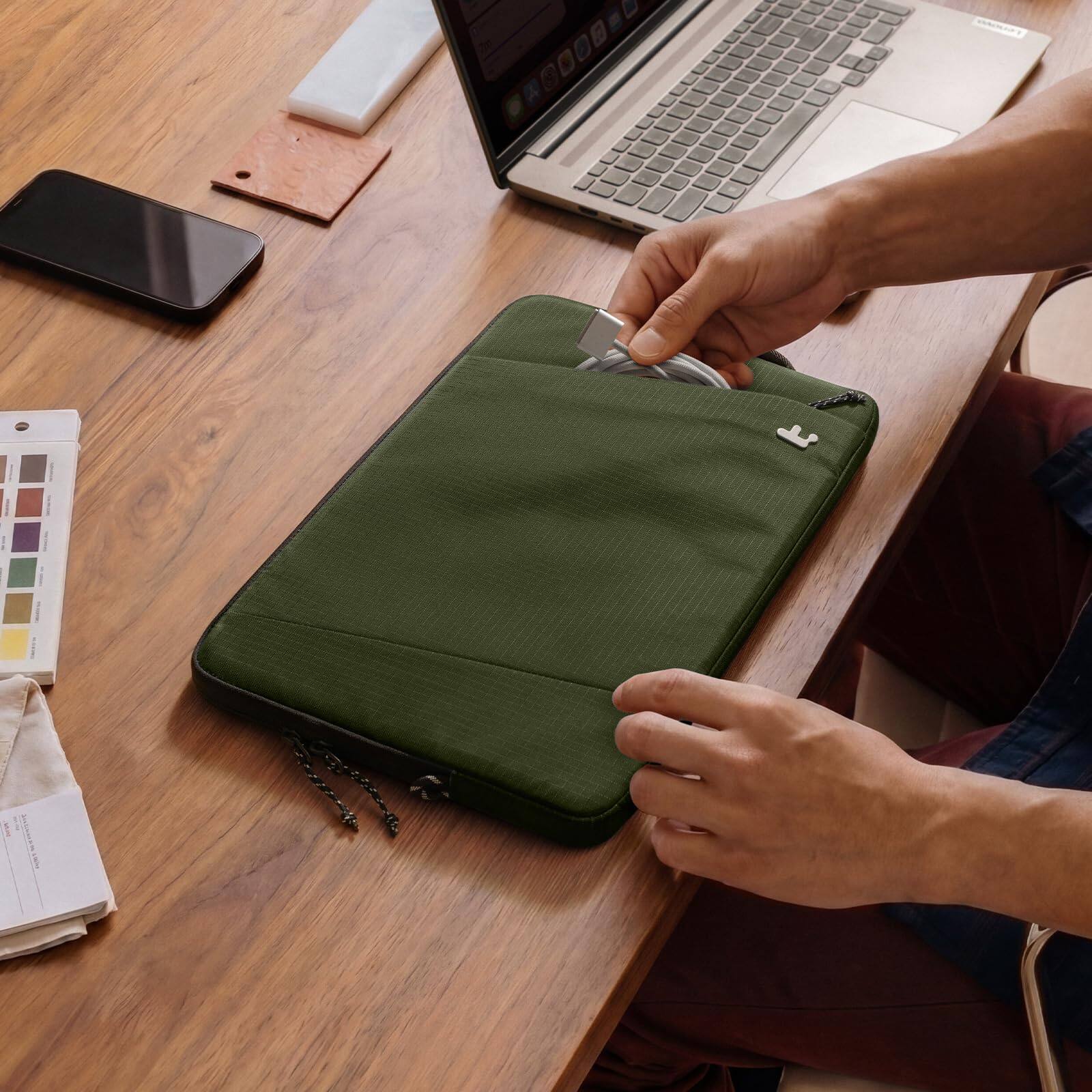 Alt View 7. tomtoc - Essence-A35 360° Protective Laptop Sleeve Case for 13.5-14.4 inch HP Dell Acer ASUS Lenovo ThinkPad Laptop Notebook - Green.