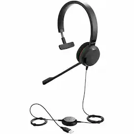 Jabra - Evolve 20 Headset - Microsoft Teams Certification - Mono - USB Type A, USB Type C - Wired - 32 Ohm - 150 Hz to 7 - Red