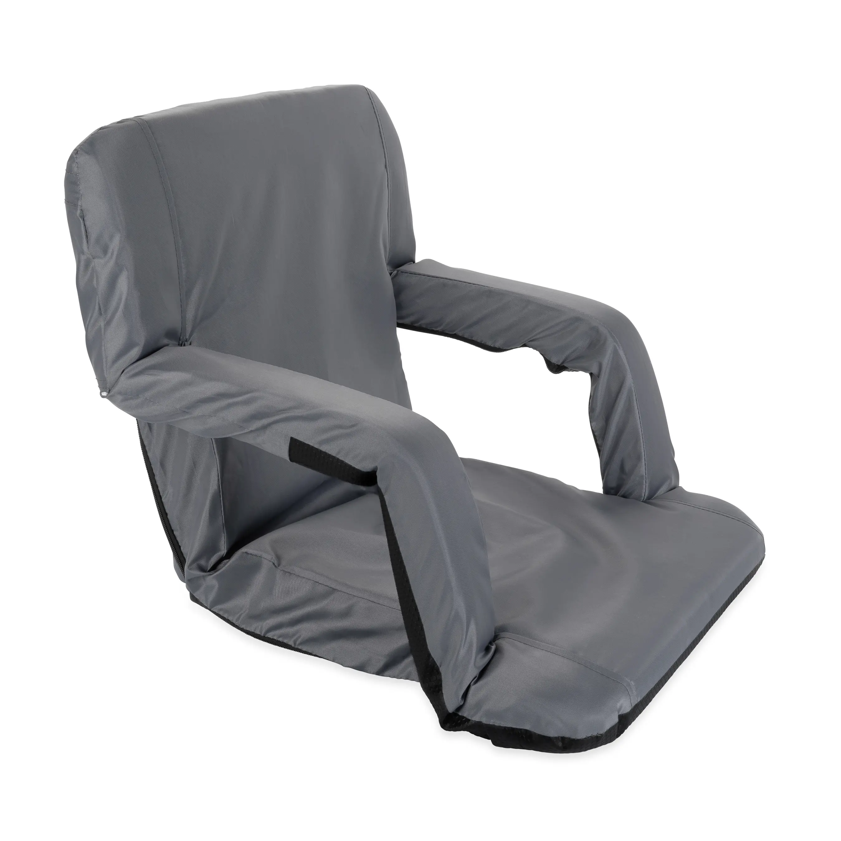 Front. Camco - Camco Portable Stadium Seat Foldable Padded Cushion Back Support, Armrests, Grey - Grey.