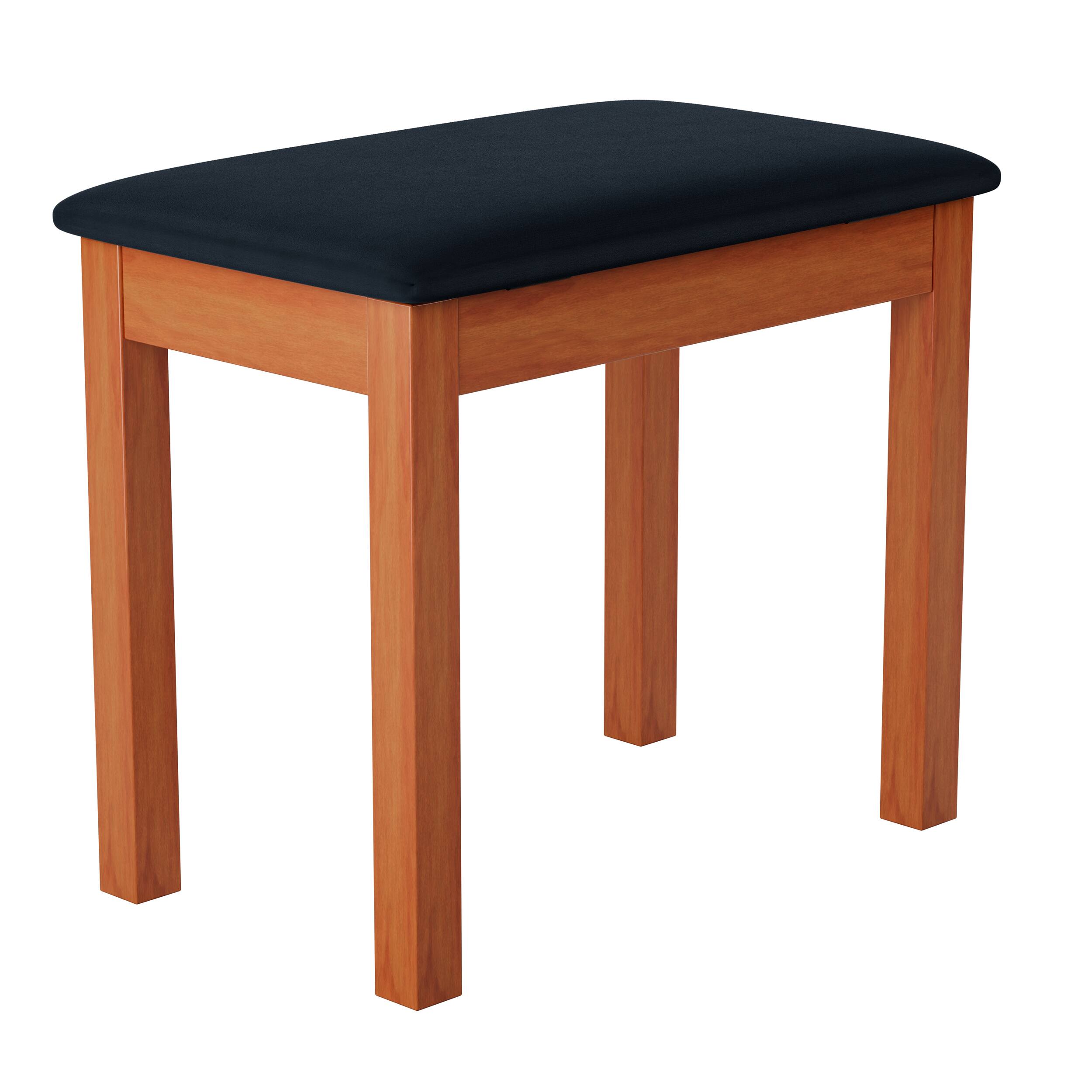 Left. Donner music - Donner Solid Wood Piano Bench with Storage High-Density Suede Cushion Chair Wood Color - Wood Color.