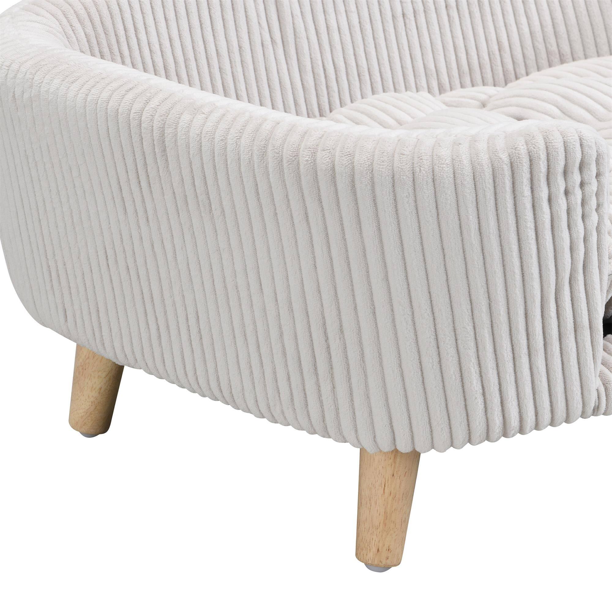 Angle. Pefilos - 30" Dog Couch Furniture, Wide Pet Sofa for Medium Dogs, Pet Couch Lounging Dog Bed with Anti-Slip Bottom - Beige.