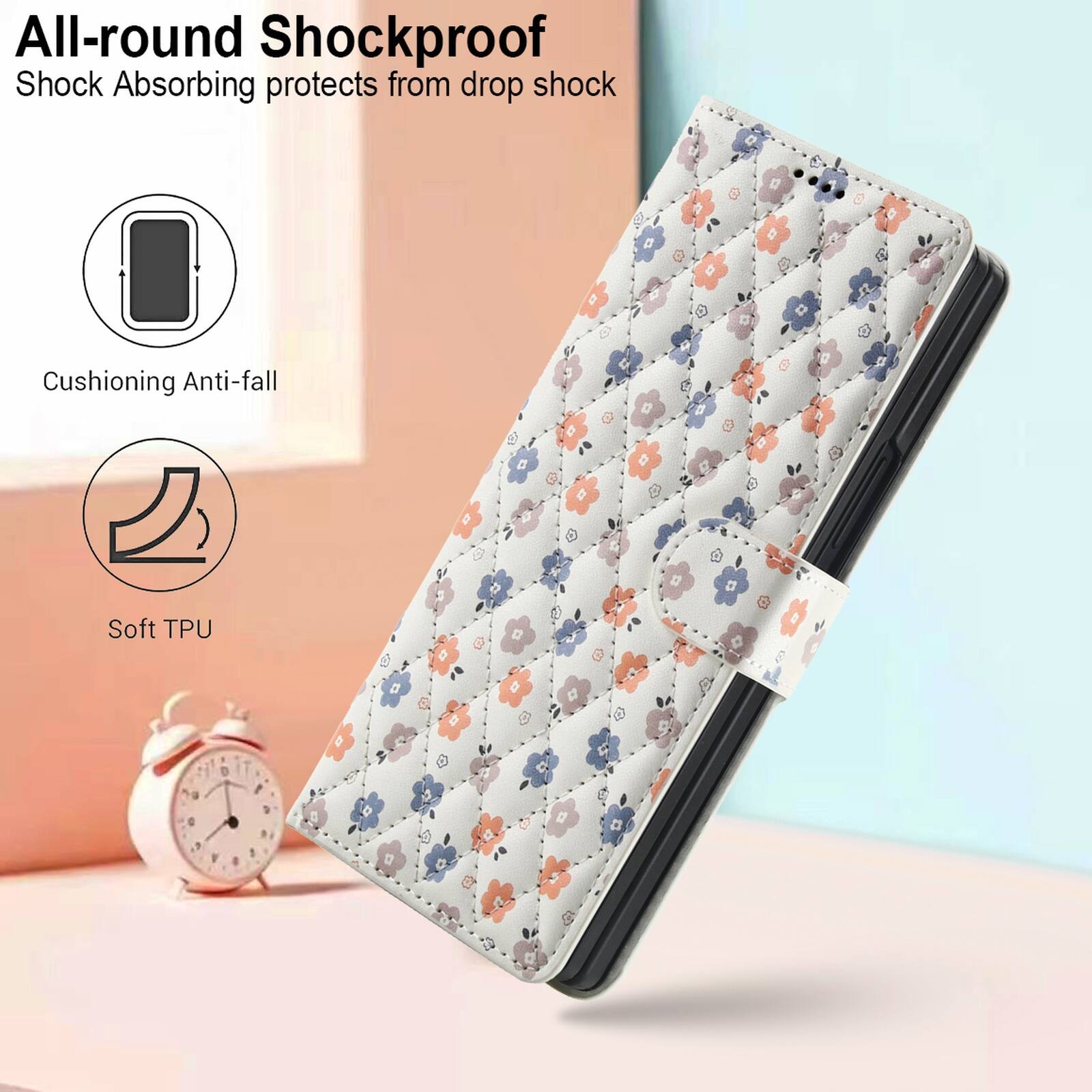 All-round Shockproof  
Shock Absorbing protects from drop shock  
Cushioning Anti-fall  
Soft TPU