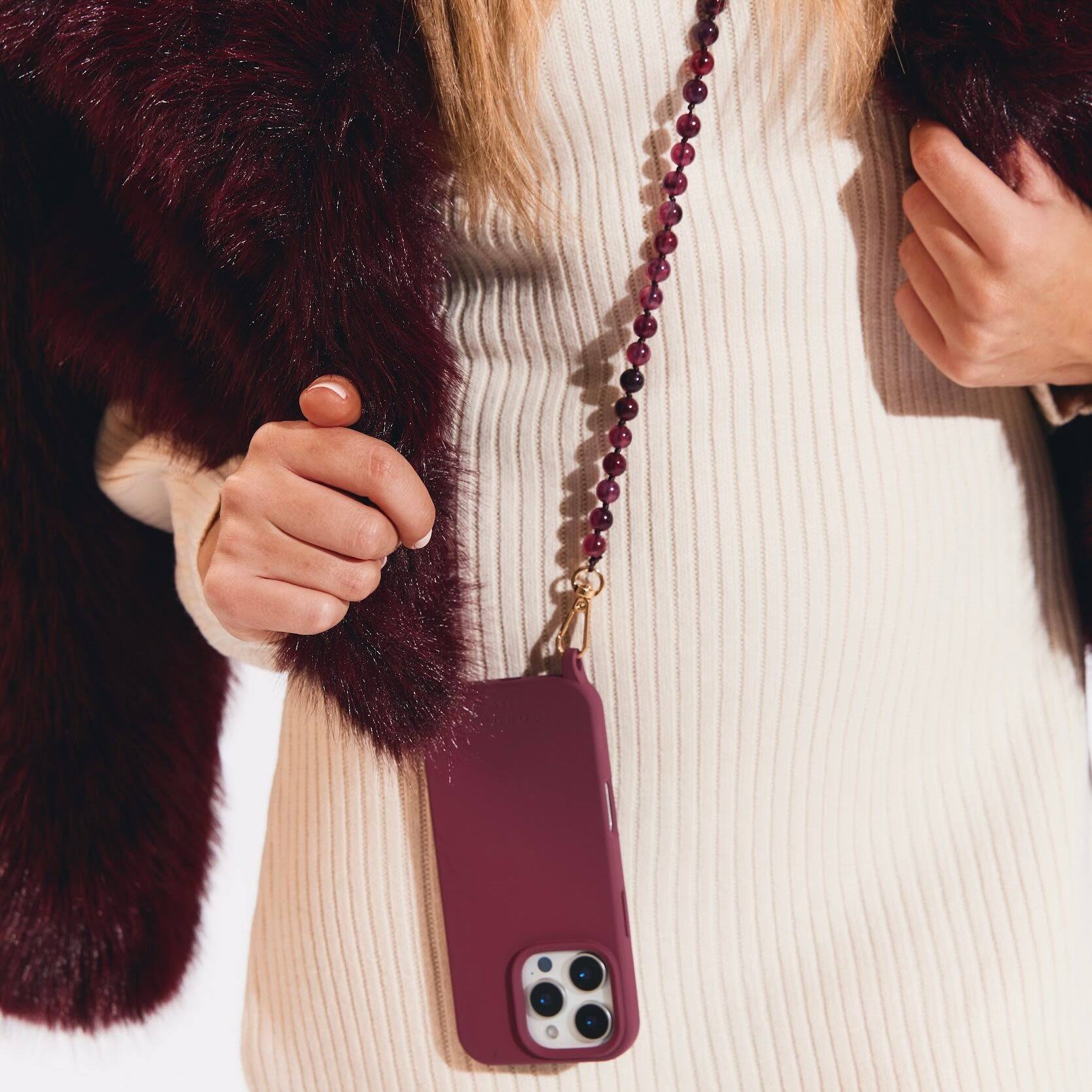 Back. Cordée Cases - 3-Piece Crossbody Phone Case Set - Burgundy.