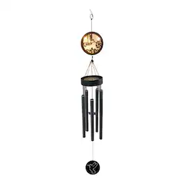 FC Design - 45" Long Solar Hummingbird Silhouette Wind Chime Outdoor Patio or Garden Hanging Decoration - Multi-Color
