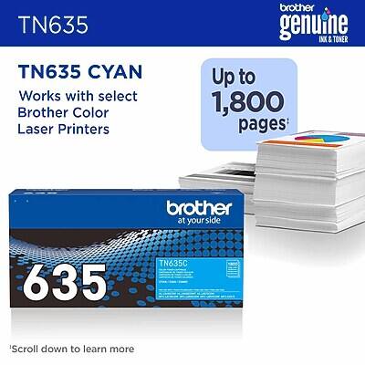 TN635 brother genuine INX & TONER TN635 CYAN Works with select Brother Color Laser Printers Up to 1,800 pages brother at your side 635 TN635C 1800