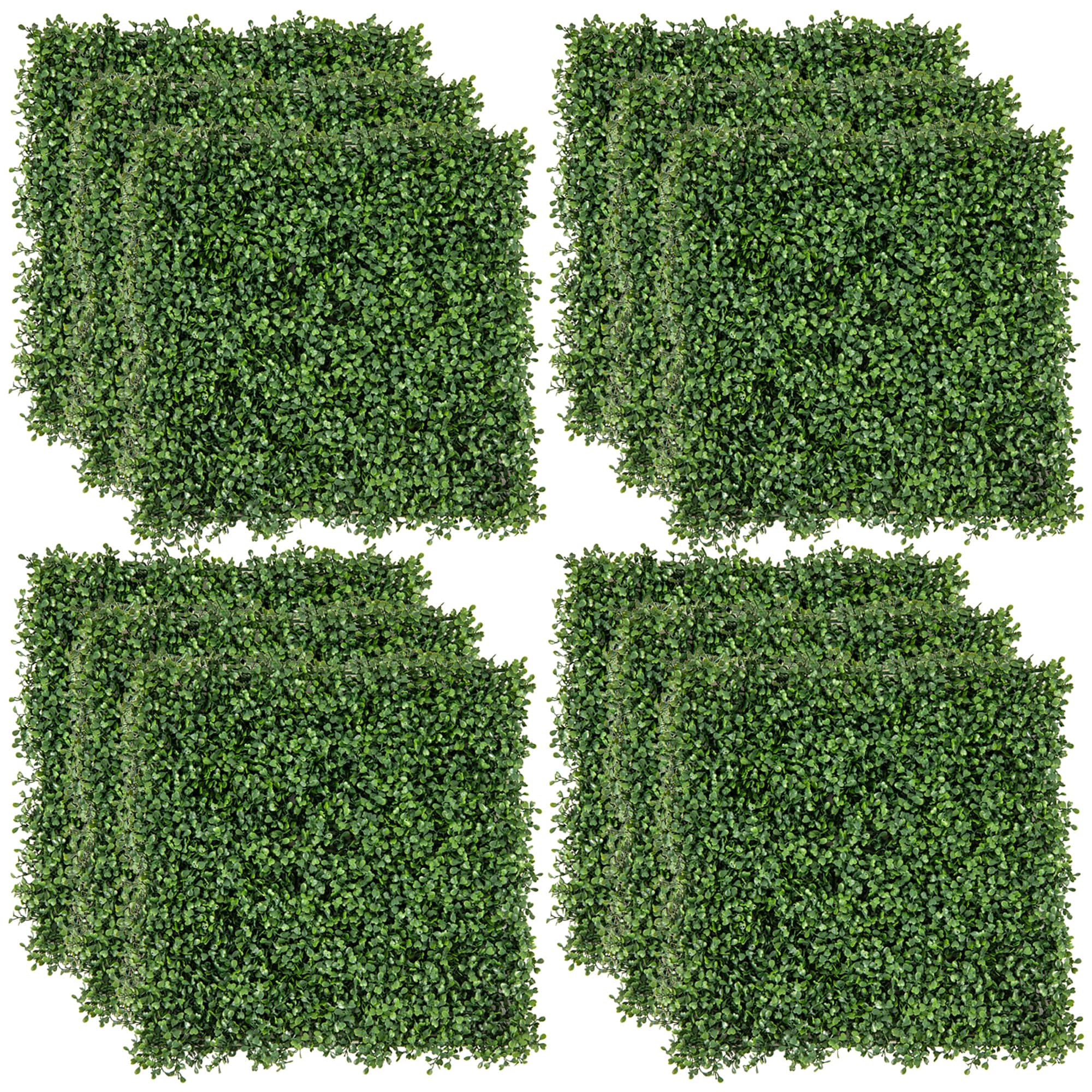 Gymax - 12 Pcs Faux Boxwood Panels w/ Insertable Branches Privacy Hedge Screen 20'' x 20'' - Green