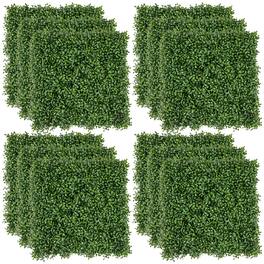 Gymax - 12 Pcs Faux Boxwood Panels w/ Insertable Branches Privacy Hedge Screen 20'' x 20'' - Green