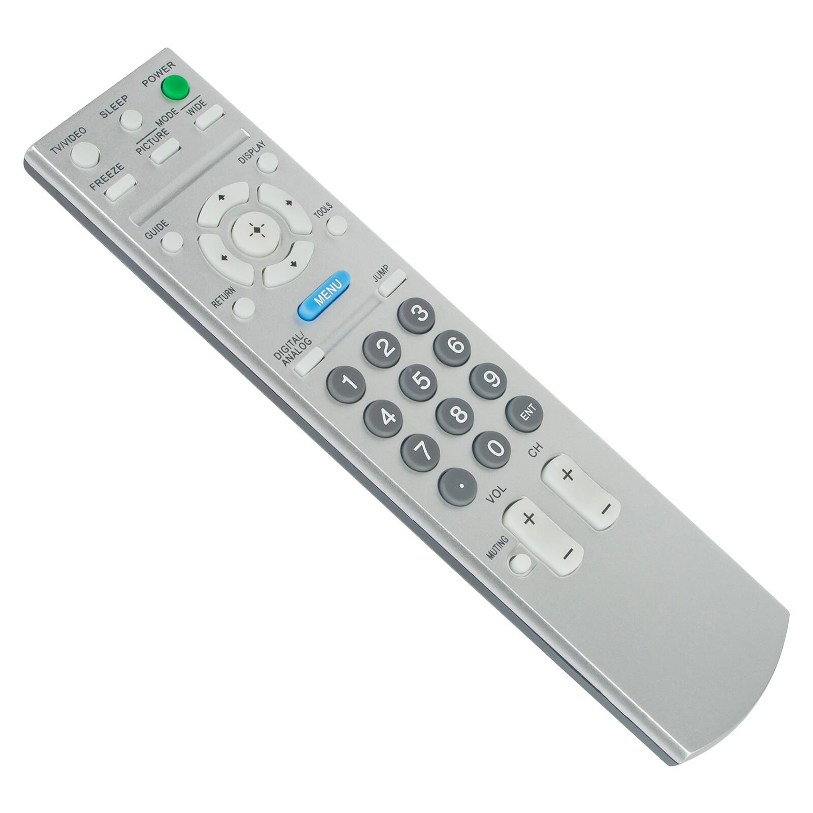 POWER SLEEP MODE WIDE TV/VIDEO PICTURE DISPLAY FREEZE TOOLS GUIDE JUMP RETURN MENU 3 ANALOG 2 6 1 5 9 4 8 ENT 7 0 CH VOL + MUTING +