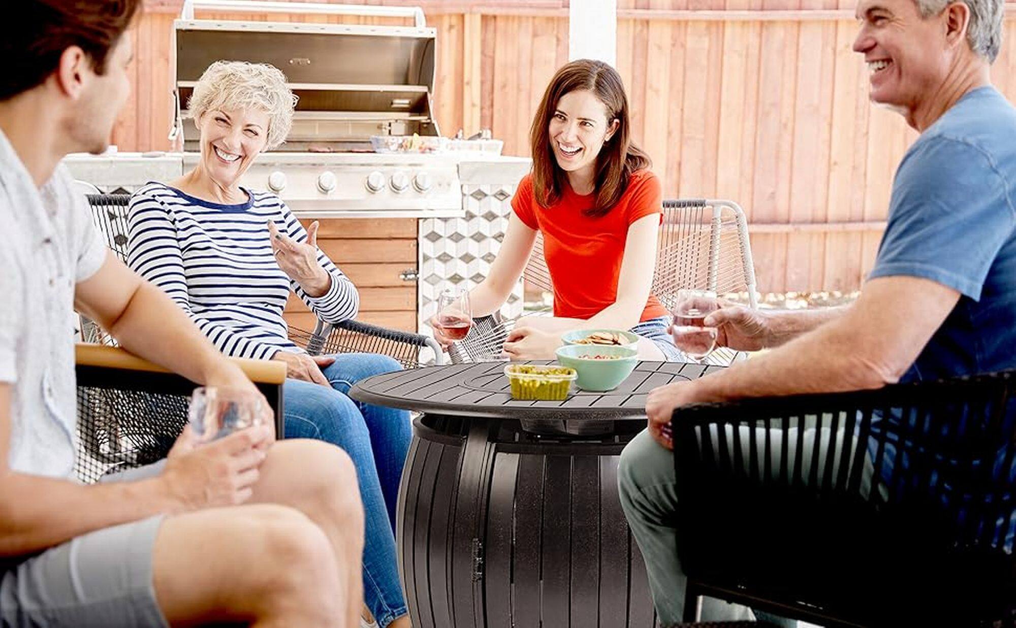 Alt View 20. Fire Sense - Fire Sense Grand Cooper Aluminum Convertible Gas Fire Pit Table 55000 BTU Multi-Functional Outdoor with Fire Bowl Lid - Antique Bronze.