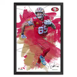 Sporticulture - George Kittle San Francisco 49ers 14" x 20" Brush Stroke Player Framed Art Print - Multicolor
