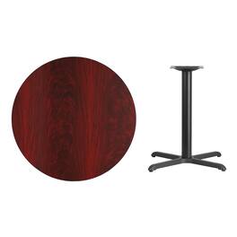 Emma + Oliver - 36" Round Laminate Table Top with 30"x30" Table Height Base - Mahogany