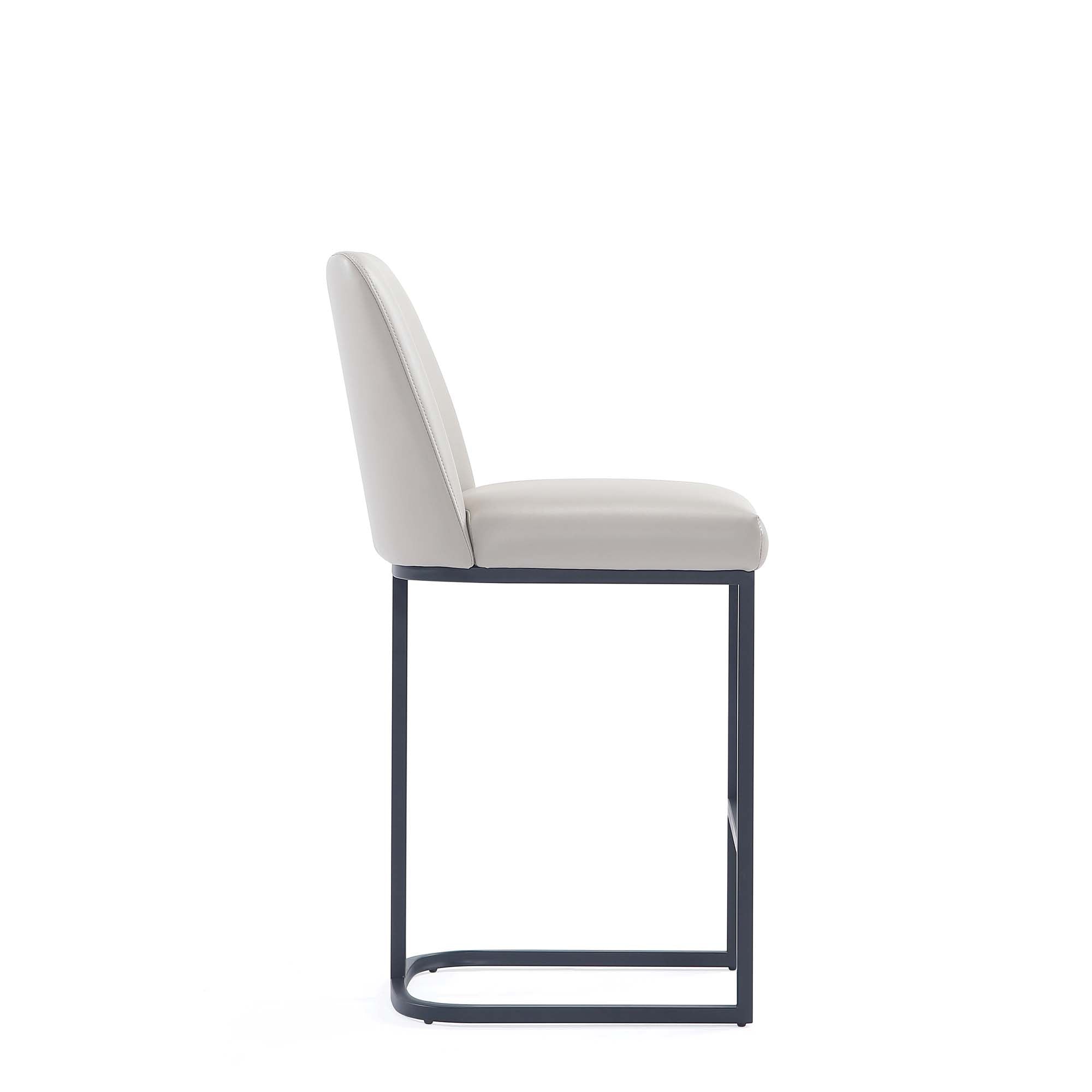 Alt View 3. Manhattan Comfort - Serena Modern Metal Upholstered Counter Stool - Set of 3 - Light Gray.
