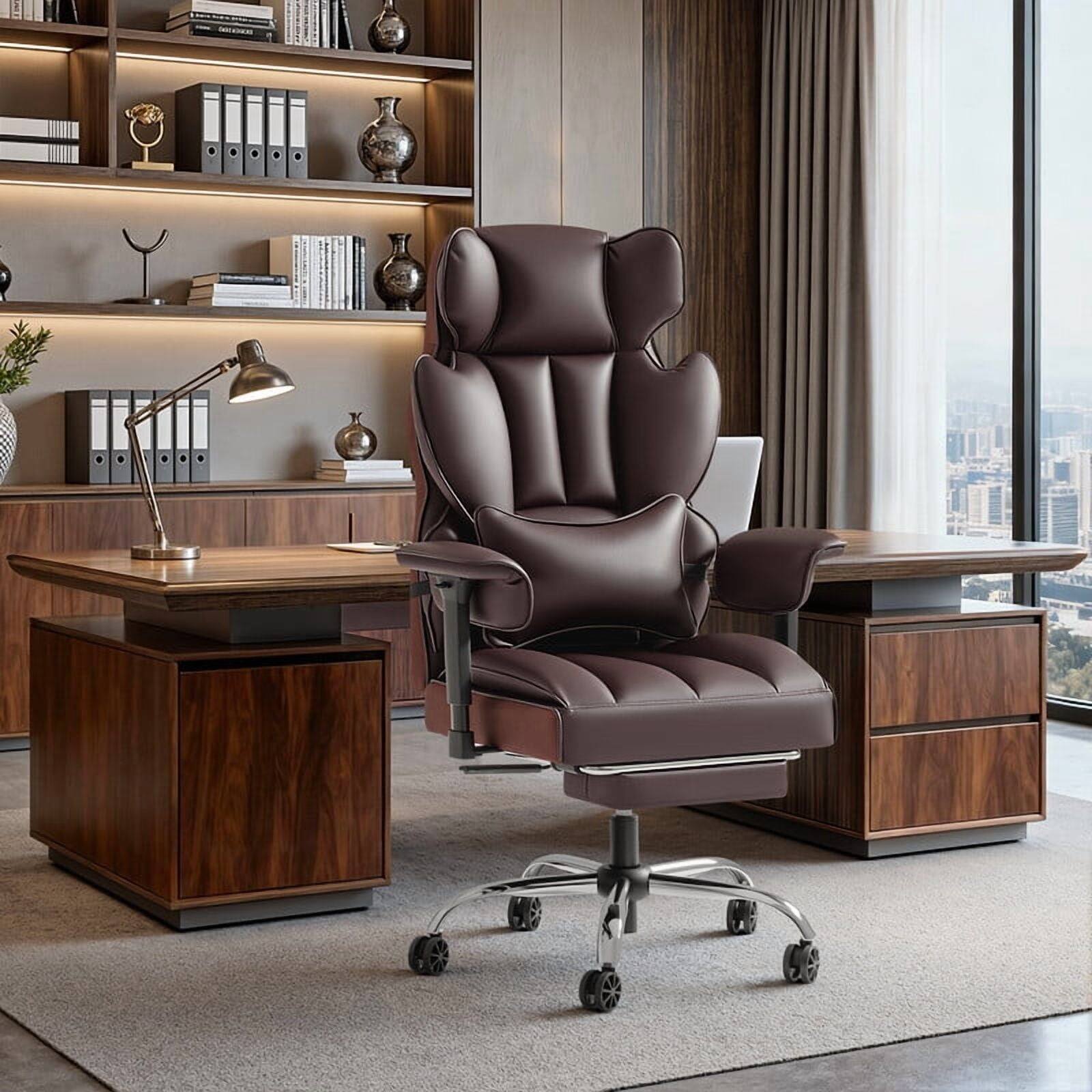 Alt View 2. Homall - High Back Ergonomic Executive Office Chair 500 lbs Capacity with Footrest Lumbar Support Reclining Adjustable Height - BROWN.